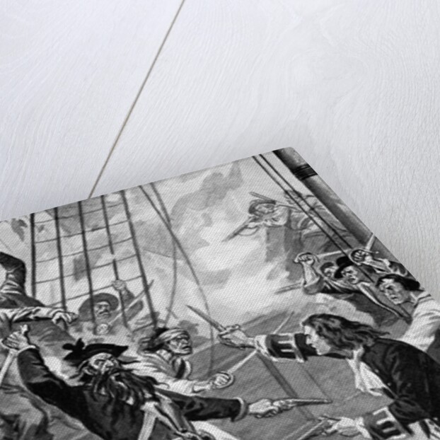 Illustration of Blackbeard and Maynard Dueling by Anonymous