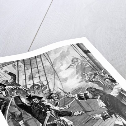 Illustration of Blackbeard and Maynard Dueling by Anonymous