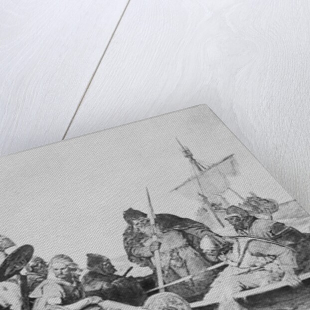 Leif Erickson in Watercraft with Others by Anonymous