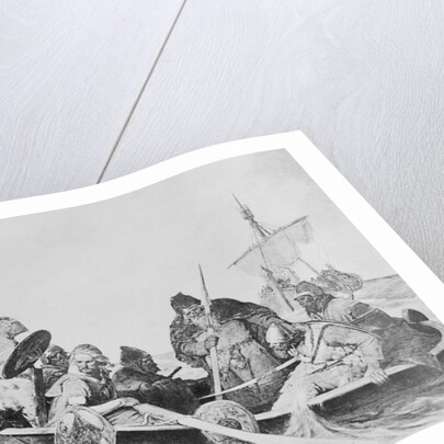 Leif Erickson in Watercraft with Others by Anonymous