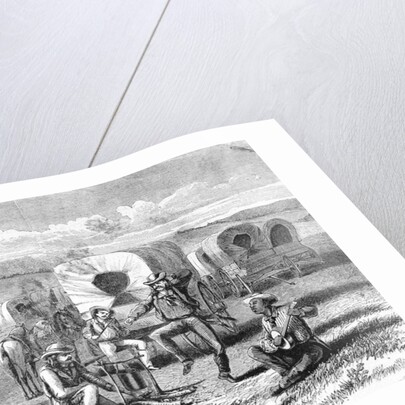 Covered Wagon Train Encampment by Anonymous