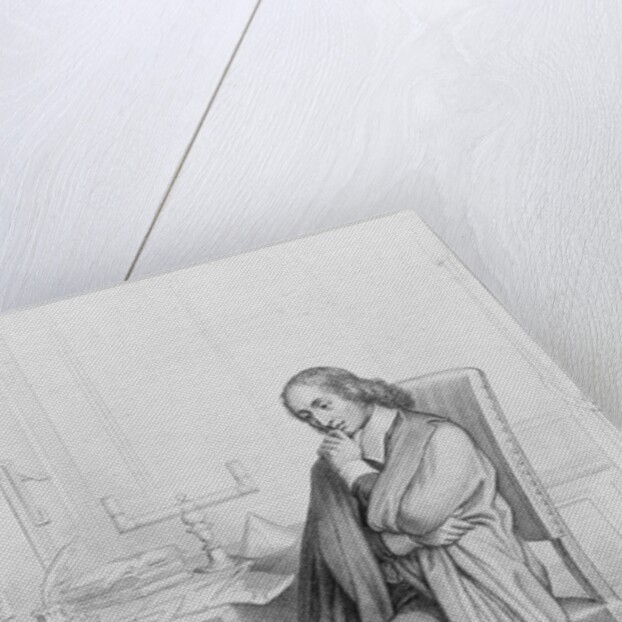 Mathematician Blaise Pascal Sitting at Work Table by Anonymous