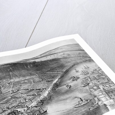 19th Century Print of Bird's-Eye View of Manhattan by Anonymous