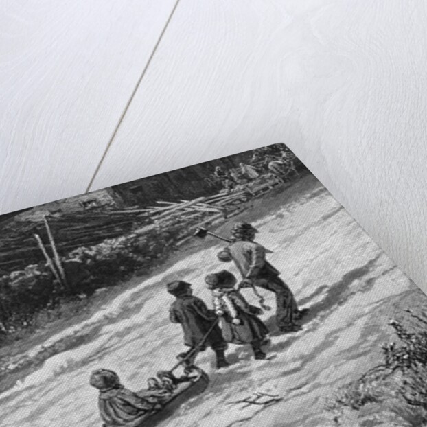 Children Bringing Home a Christmas Tree by Anonymous