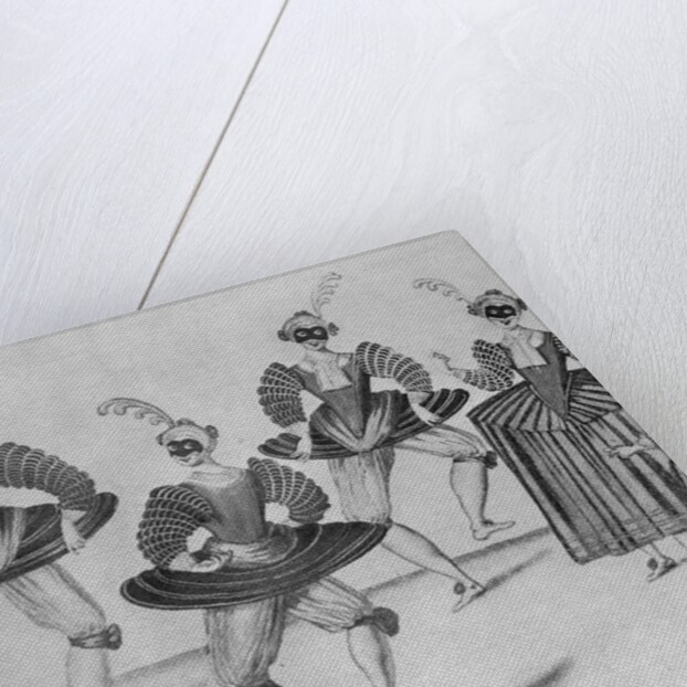 Drawing Depicting Dancing Caricatures in Costume by Anonymous