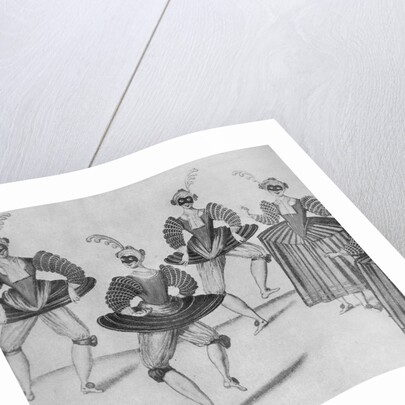 Drawing Depicting Dancing Caricatures in Costume by Anonymous