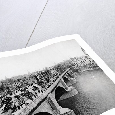 Pedestrians and Vehicles Crossing Bridge by Anonymous