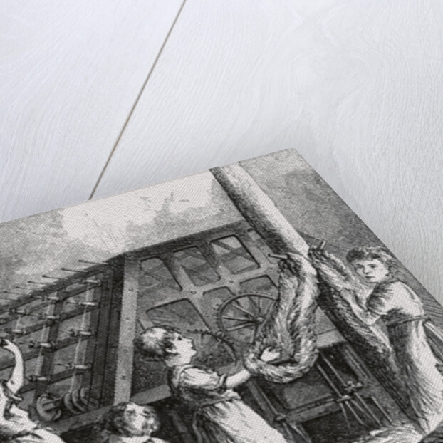 Drawing of Young Child and Women Laborers in Twine Factory by Anonymous