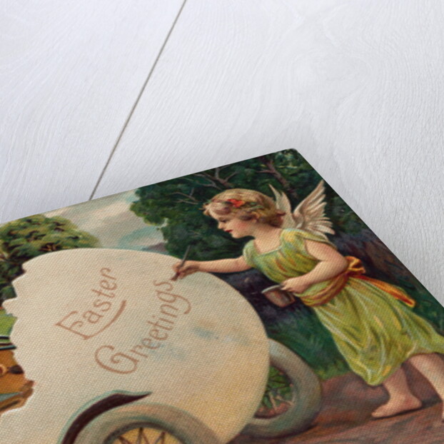 Postcard of Cherub Painting Easter Vehicle by Anonymous