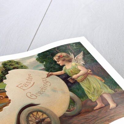 Postcard of Cherub Painting Easter Vehicle by Anonymous