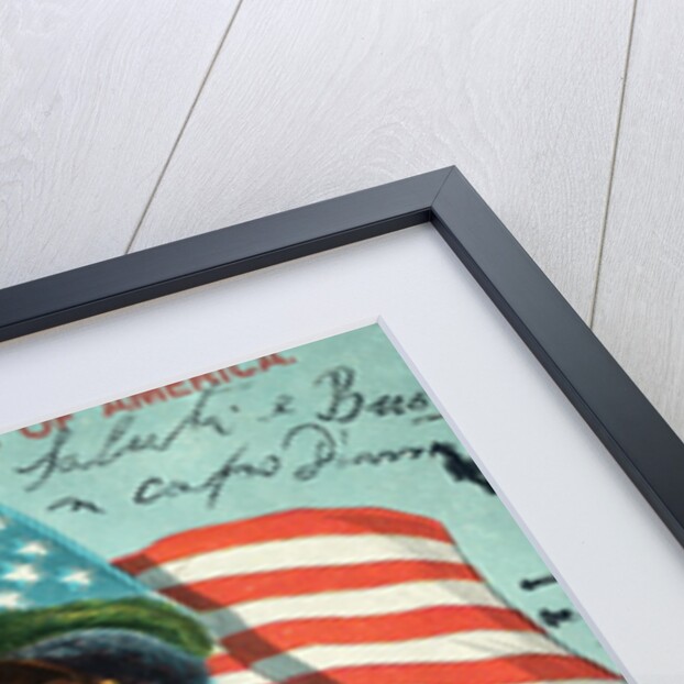 Postcard of Woman Waving American Flag by Anonymous