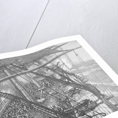 Illustration of the USS Constitution Engaged in Battle by J.O. Davidson