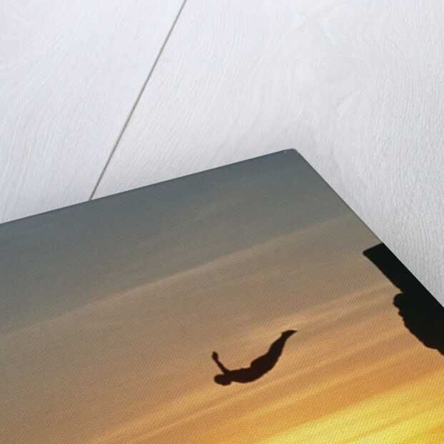 Cliff Diver Above Setting Sun by Anonymous