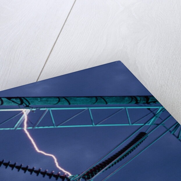 Lightning Bolt Striking Power Cable by Anonymous