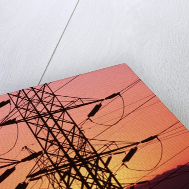 Sunset Behind Electrical Towers by Anonymous
