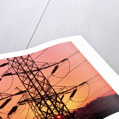 Sunset Behind Electrical Towers by Anonymous