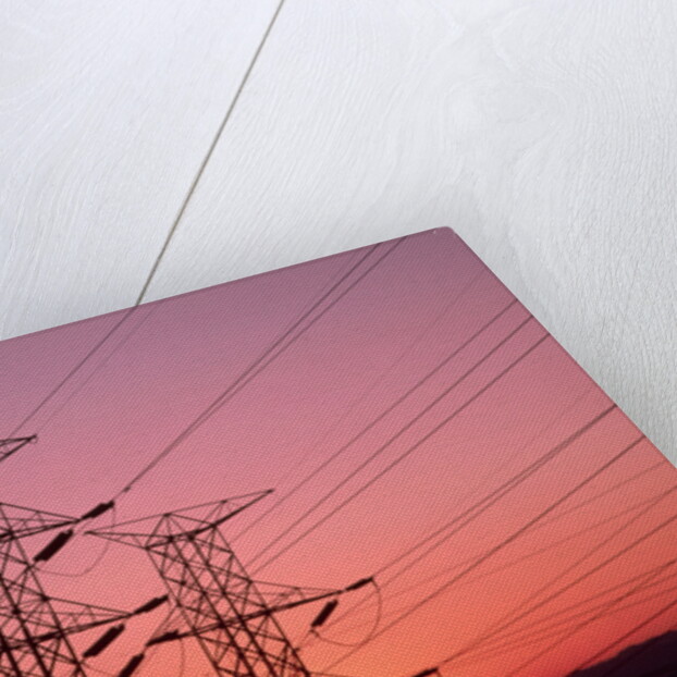 Sunset Behind Electrical Towers by Anonymous