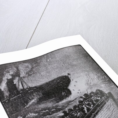 Illustration with Passengers at Scene of Titanic Sinking by Anonymous