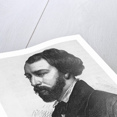 Engraving with Portrait of Alfred de Musset by Anonymous