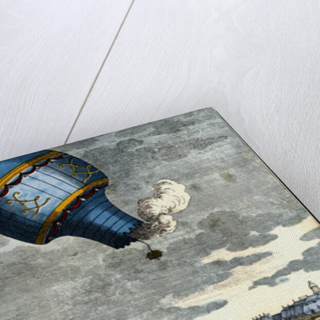 Color Engraving of Hot Air Balloon Lifting Off from the Palace of Versailles by Anonymous