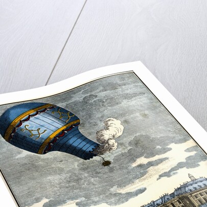 Color Engraving of Hot Air Balloon Lifting Off from the Palace of Versailles by Anonymous