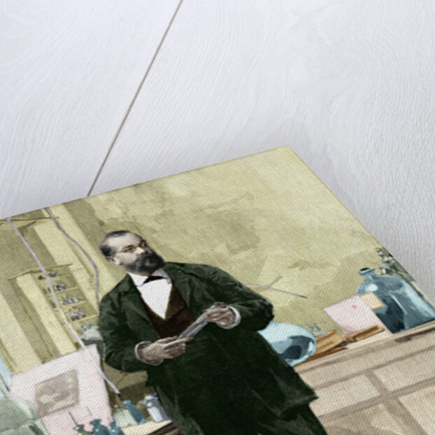 Engraving of Robert Koch in his Laboratory by Anonymous