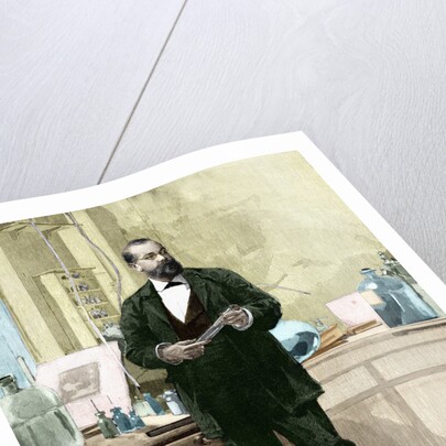 Engraving of Robert Koch in his Laboratory by Anonymous