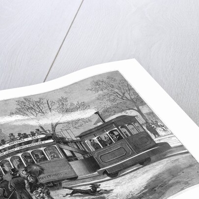 Illustration of a Steam Tramway in Paris in 1876 by Anonymous