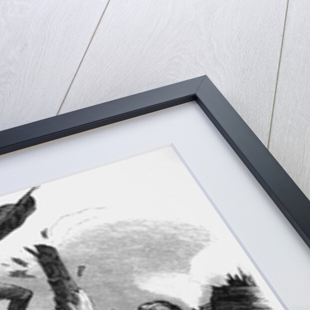 Illustration of Men Fighting at Barricades in Berlin by Kirchoff