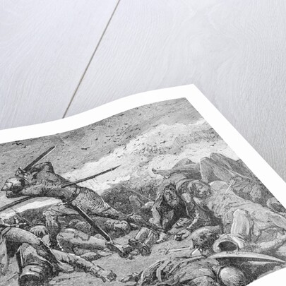 King Arthur and Saxons in Battle by Anonymous