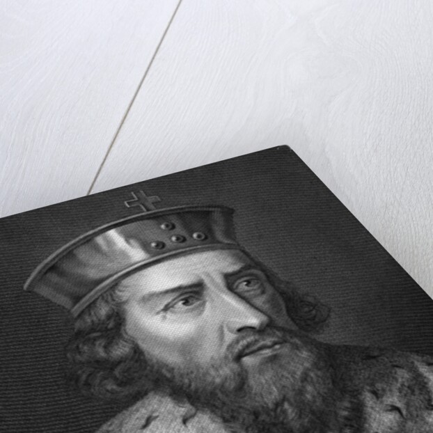 Engraving of Alfredus Magnus, King of Wessex by Caronni Longhi