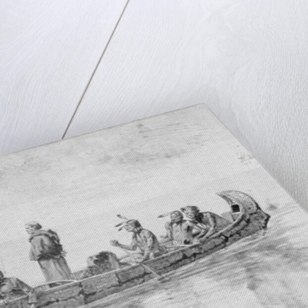 Missonary Man and Natives Traveling in Boat by Anonymous