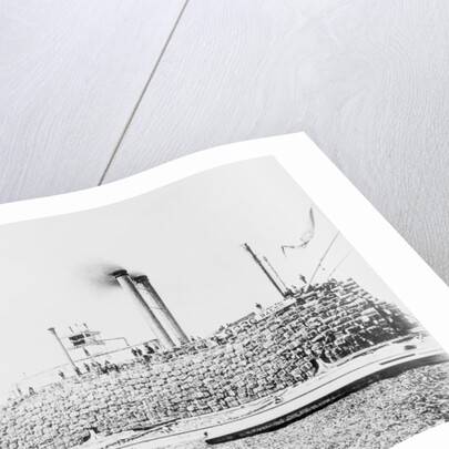 Cotton Bales Loaded on Mississippi Steamboat by Anonymous