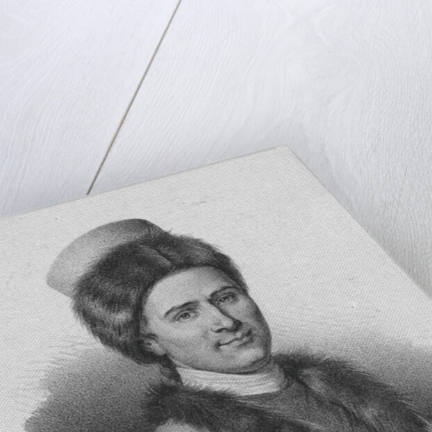 Lithograph Portrait of Jean-Jacques Rousseau in Armenian Costume by Anonymous