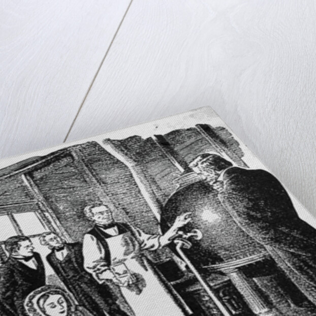 Print of Gail Borden Explaining the Method of Condensing Milk by Anonymous