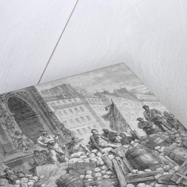 French Crowd of Unrest at Barricaded Street by Anonymous