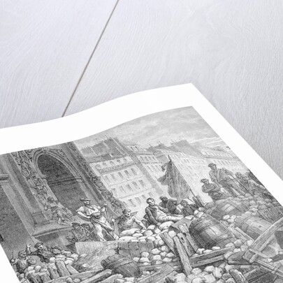 French Crowd of Unrest at Barricaded Street by Anonymous