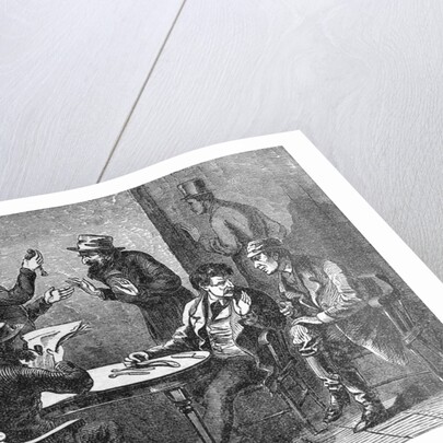 Illustration of Men Fencing Goods by D. Longacre