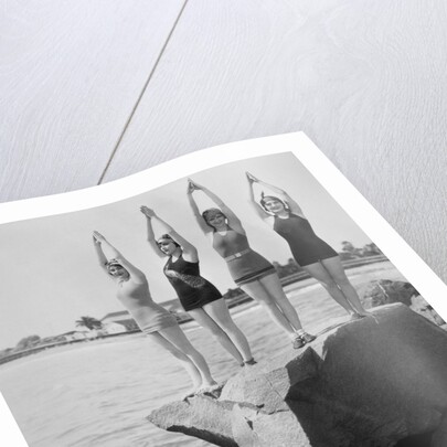 Women Holding up Their Arms in Diving Form by Anonymous