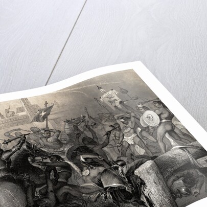 Engraving of Capturing of Mexico by Cortez