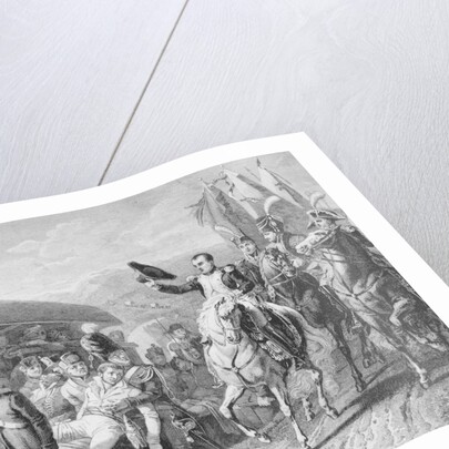 Illustration of Napoleon on Horse Acknowledging His Troops by Anonymous