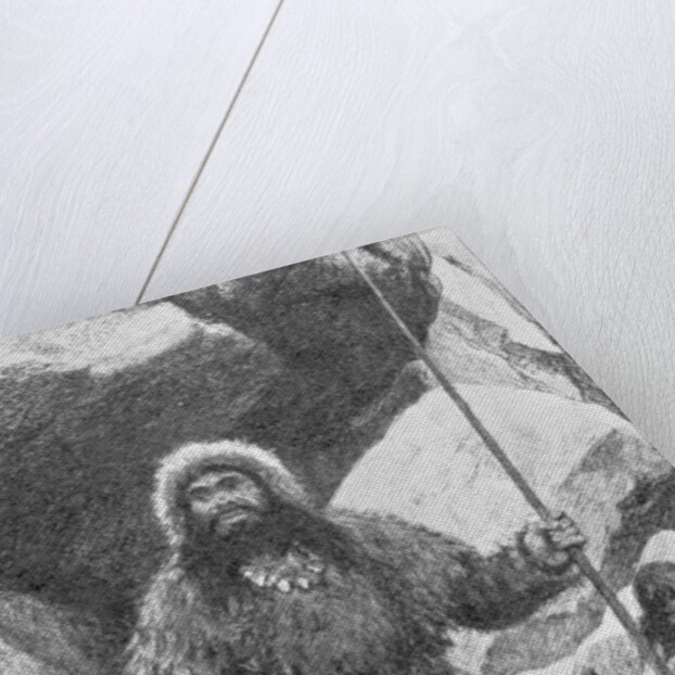 Cave Man Holding Staff by Anonymous