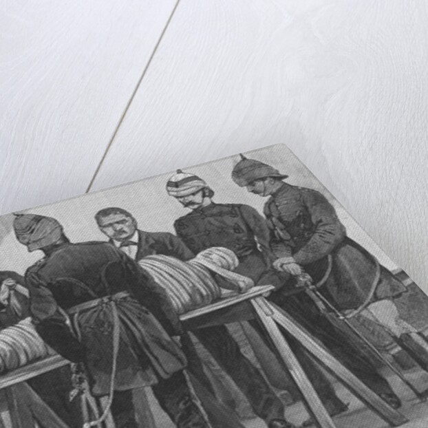 Drawing of Scientist with Mummy on Table by Anonymous