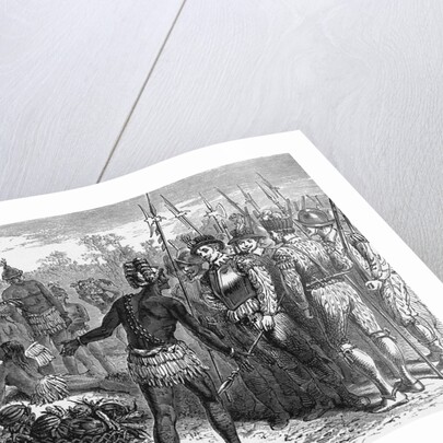 Engraving of Althore Showing Rene de Laudonniere the Worship of Ribault's Column Monument by Anonymous