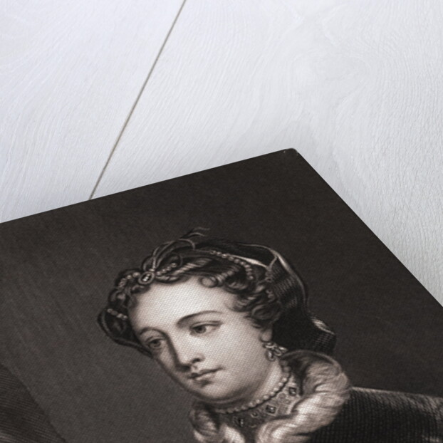 Drawing of Mary Stuart in Outerwear and Boarding Boat by Anonymous