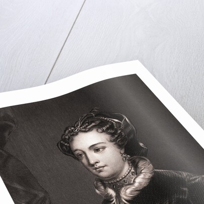 Drawing of Mary Stuart in Outerwear and Boarding Boat by Anonymous