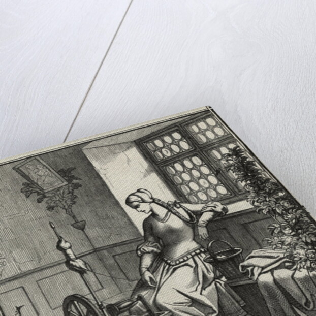 Woman with Spinning Wheel by Anonymous