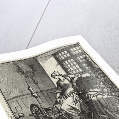 Woman with Spinning Wheel by Anonymous