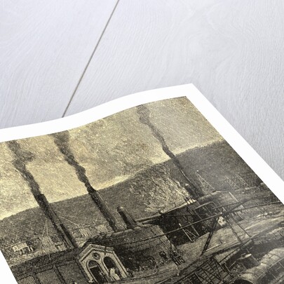 Engraving of Oil Refinery with Tank Cars by Anonymous