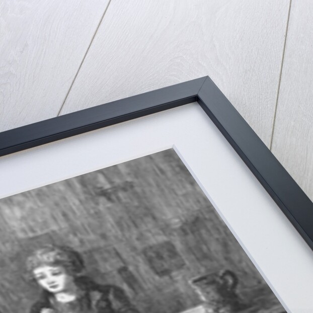 Uncanny Old Man Gazing at Young Woman Sitting and Sewing by Anonymous